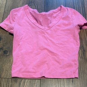 Pink V-Neck Women's Top